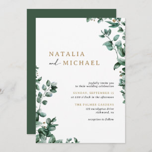 Invitation Simple moderne Eucalyptus verdure   MARIAGE DÉCONT