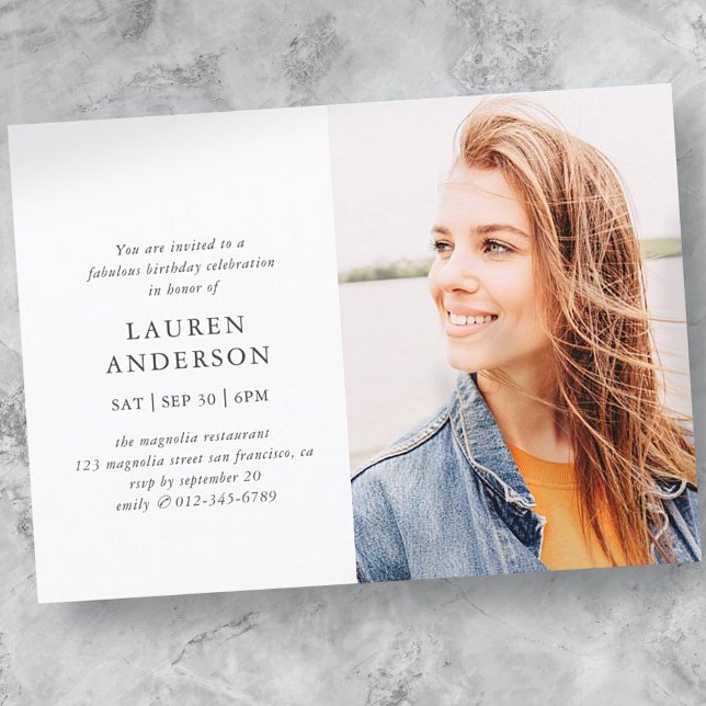 Invitation Simple moderne Fab Chic Photo Anniversaire Fête (Créateur téléchargé)
