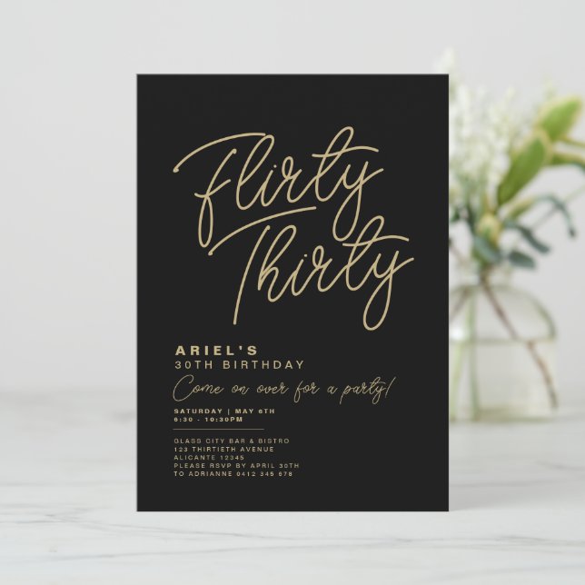 Invitation Simple Moderne Flirty Thirty Anniversaire (Debout devant)