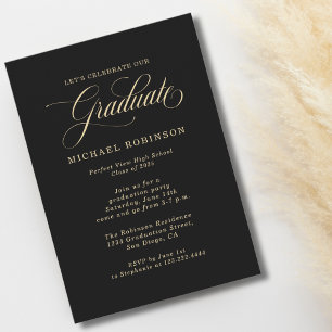 Invitation Simple moderne Gold Black Graduation Party
