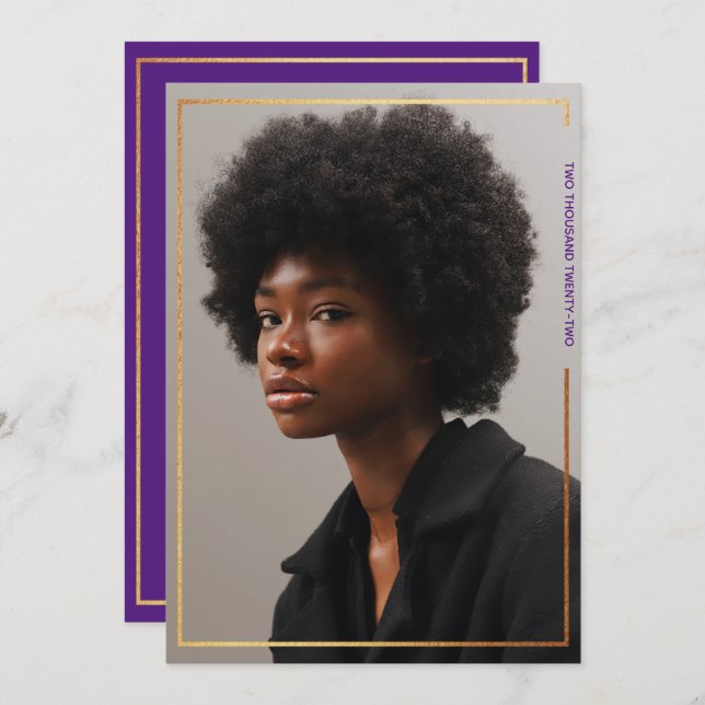 Invitation simple moderne Gold Border Graduation (Devant / Derrière)