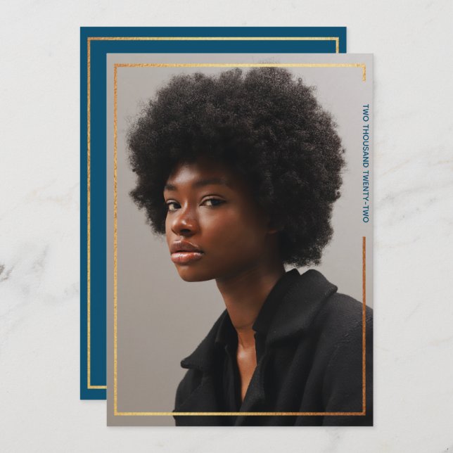 Invitation simple moderne Gold Border Graduation (Devant / Derrière)