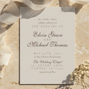 Invitation Simple Moderne Mariage Brun Mousse