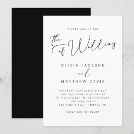 Invitation Simple Moderne Mariage Calligraphié Noir et Blanc