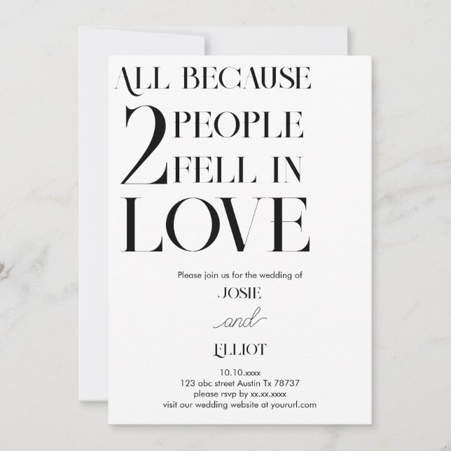 Invitation Simple moderne mariage foncé et clair (Devant)