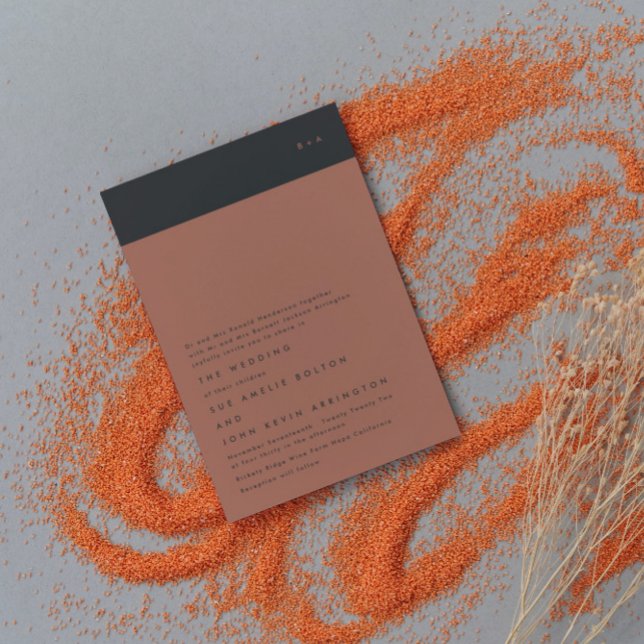 Invitation Simple moderne mariage monogramme à rayures noires (Créateur téléchargé)