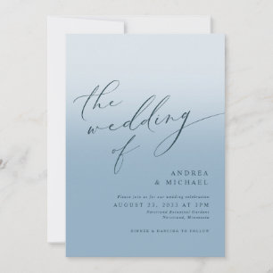 Invitation Simple Moderne Mariage Photo Bleu Poussiéreux Navy