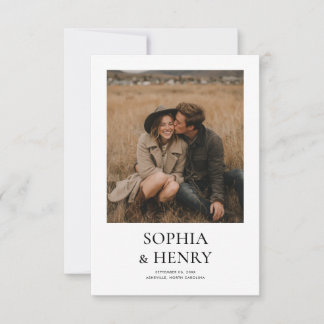 Invitation Simple Moderne Mariage Photo Budget Noir et Blanc
