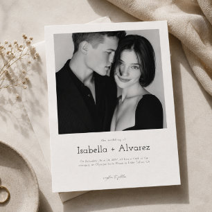 Invitation Simple Moderne Mariage Photo Noir et Blanc
