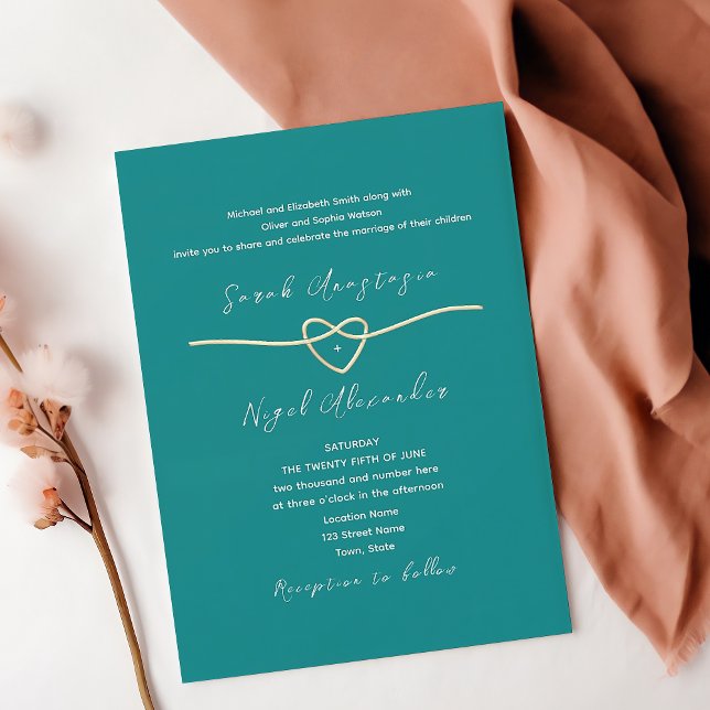 Invitation Simple Moderne Mariage Turquoise (Créateur téléchargé)