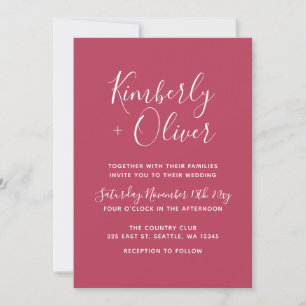 Invitation Simple moderne minimaliste Mariage Magenta