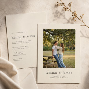 Invitation Simple Moderne Minimaliste Mariage Photo Ivory