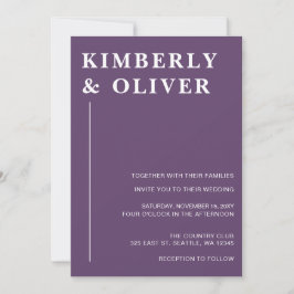 Invitation Simple moderne minimaliste Mariage violet