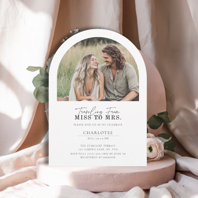 Invitation Simple moderne Miss à Mme Arch Fête des mariées ph (Créateur téléchargé)