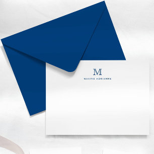 Invitation Simple Moderne Monogramme Bleu Marine