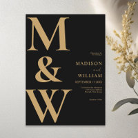 Simple moderne Monogramme noir et Mariage bronzé