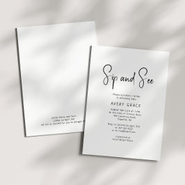 Invitation Simple moderne Neutral bébé Sip et voir douche