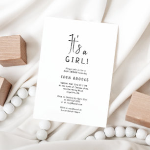 Invitation Simple Moderne Neutre C'Est Une Fille ! Baby showe