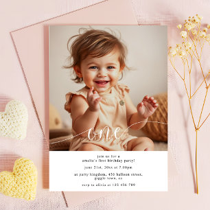 Invitation Simple moderne photo du 1er anniversaire de bébé