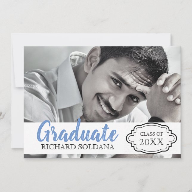 Invitation Simple Moderne Photo Guy Graduation (Devant)