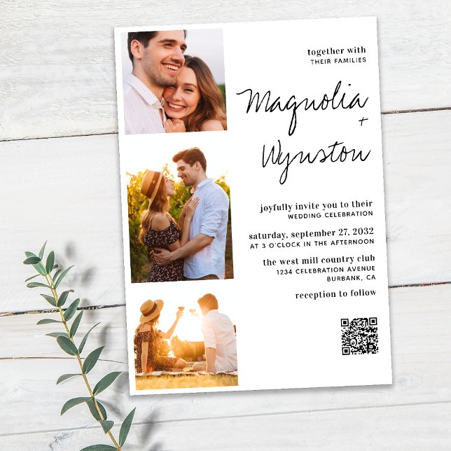 Invitation Simple moderne QR Code 3 Mariage photo (Créateur téléchargé)