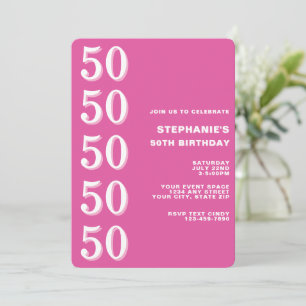 Invitation Simple Moderne Rose Jubilé 50e Anniversaire