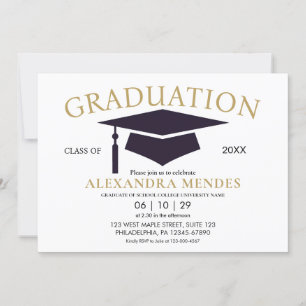 Invitation Simple moderne Simple Gold Script Graduation Party