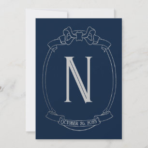Invitation Simple Monogramme à Crête avec Nœud Papillon Faire