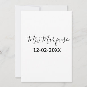 Invitation simple monogramme minimal Mme M. nom date année Th