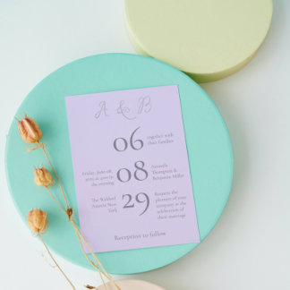 Invitation Simple Monogramme minimaliste Lavande pâle Mariage