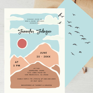 Invitation Simple Montagnes Modernes Aquarelle Douche