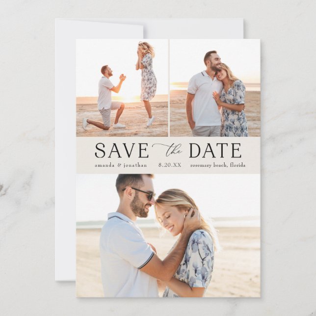 Invitation Simple Multi-Photo Enregistrer la date (Devant)