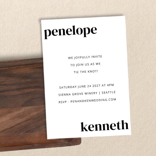 Invitation Simple Noir Blanc Chic Mariage moderne Tout en un (Créateur téléchargé)