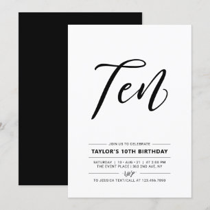 Invitation simple noir & blanc pour les 10 ans d'u
