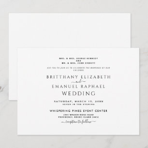 Invitation simple noir et blanc avec les deux pare