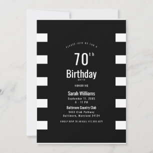 Invitation simple noir et blanc pour une fête d'an