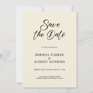 Invitation Simple Noir Script Sur Mariage Beige Enregistrer L