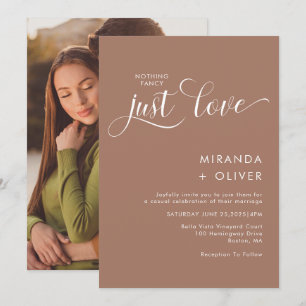 Invitation Simple Nothing Fancy Just Love Photo Mocha Mariage