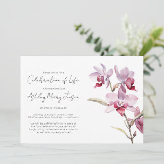 Invitation Simple Orchid Celebration of Life Funeral