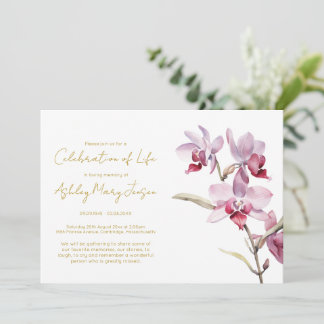 Invitation Simple Orchid Celebration of Life Funeral