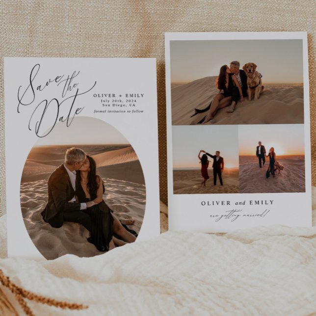 Invitation Simple ovale photo Collage mariage Enregistrer la  (Créateur téléchargé)