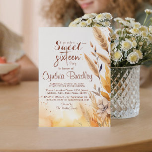 Invitation Simple Pampas Sweet sixteen fête d'anniversaire