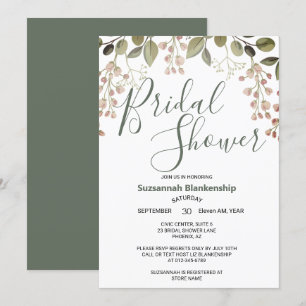 Invitation Simple Pastel Floral Top Bordure Fête des mariées