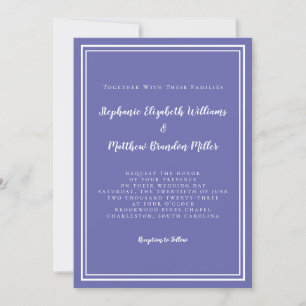 Invitation Simple Périwinkle bleu et blanc Mariage minimalist