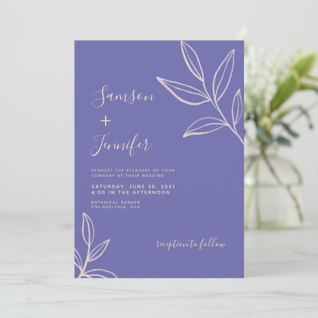 Invitation Simple Periwinkle Blue Calligraphy Mariage photo (Debout devant)