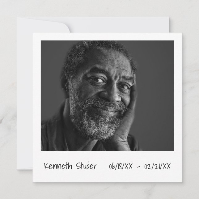 Invitation Simple photo Anniversaire de la mort moderne (Devant)