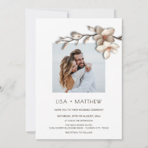 Invitation Simple Photo de Mariage Casual Magnolia