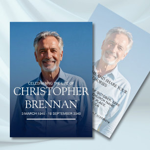 Invitation Simple photo Funeral Memorial Célébration de la vi