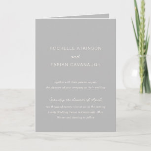 Invitation Simple Photo Gris Mariage Élégant