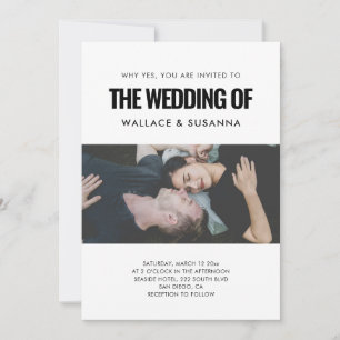 Invitation Simple photo minimaliste de mariage